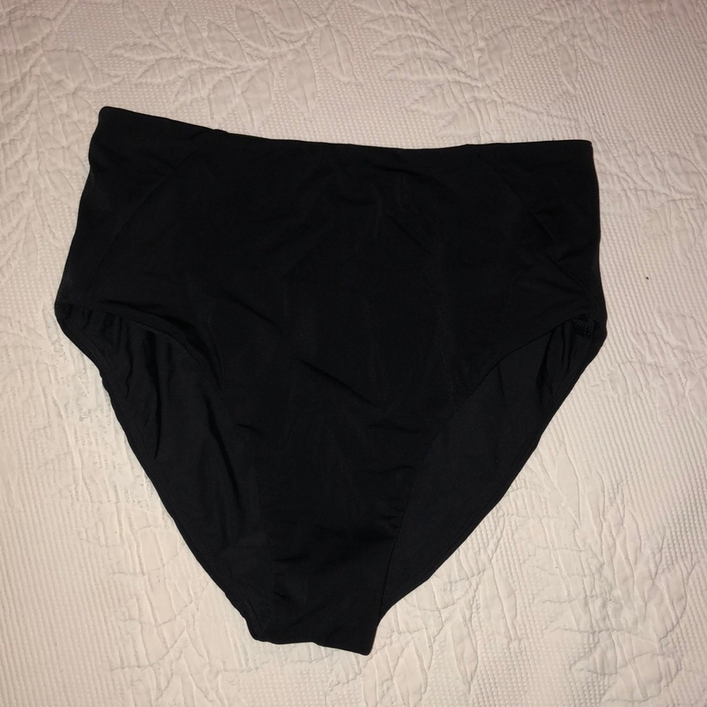 Black LULU LEMON HIGH WAISTED BIKINI BOTTOM